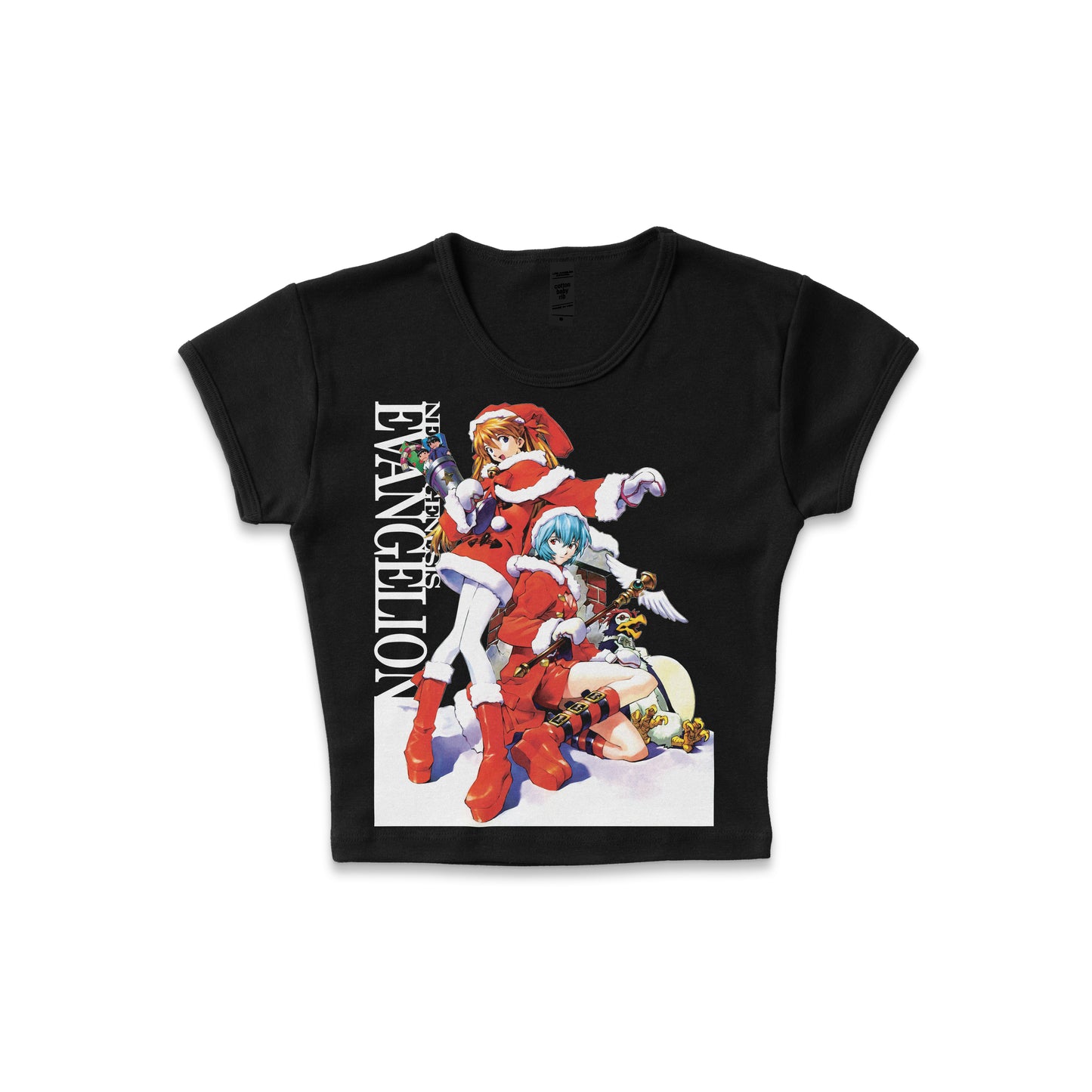 Neon Genesis Evangelion Christmas - LAA 43077 Baby Rib Short Sleeve Cropped Raglan